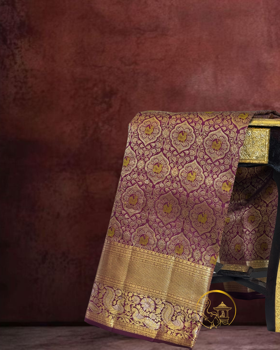 Deep Pink Kanjivaram Saree – Peacock & Floral Zari Weave