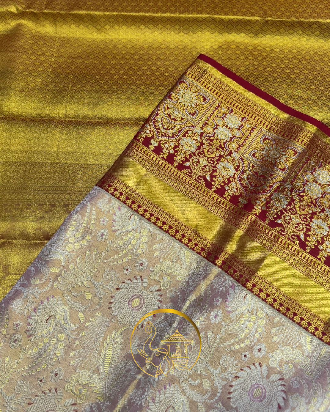 Kanjeevaram Silk Saree with Pure Gold Zari – Perfect for Brides
