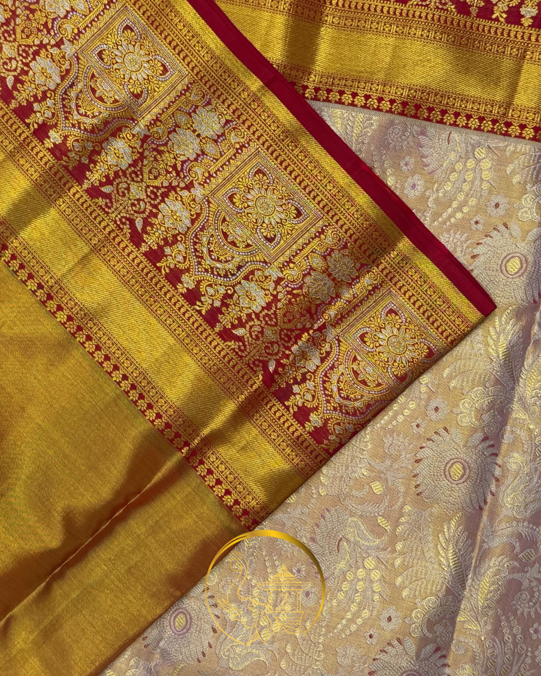 Kanjeevaram Silk Saree with Pure Gold Zari – Perfect for Brides