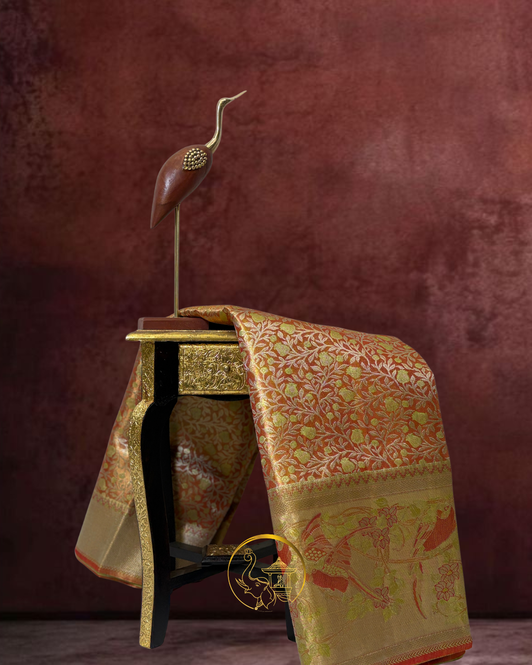 Handloom Meenakari Silk Saree & Parrot Motif Border