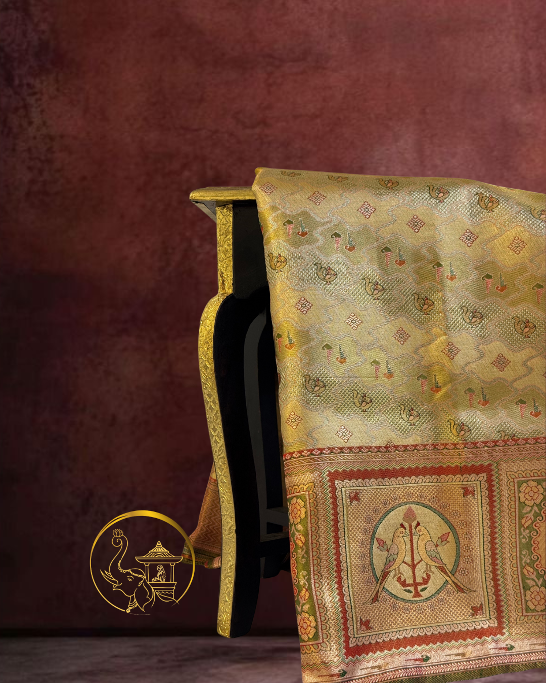 Gold Meenakari Kanjeevaram Silk Saree