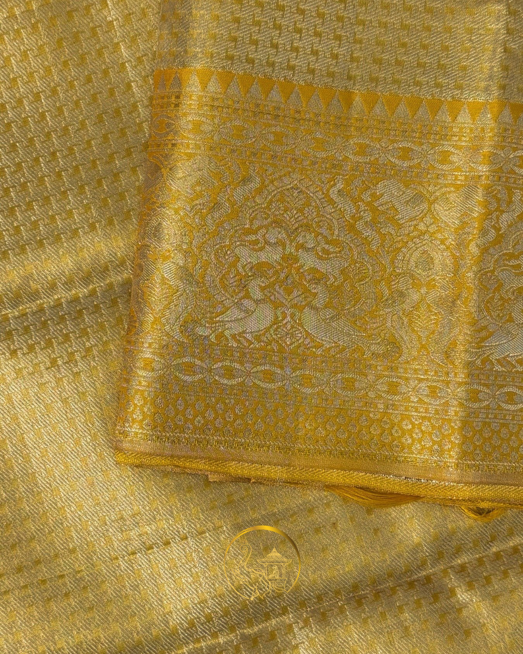 Yellow & Gold Tissue Meenakari Saree