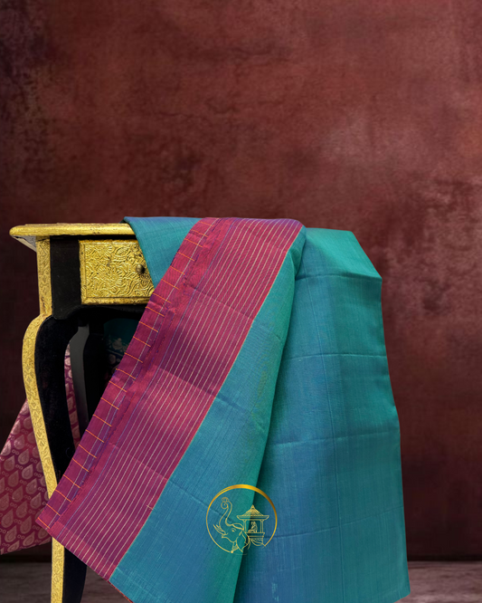 Dharamavaram Pattu Silk Saree – Teal Blue & Magenta