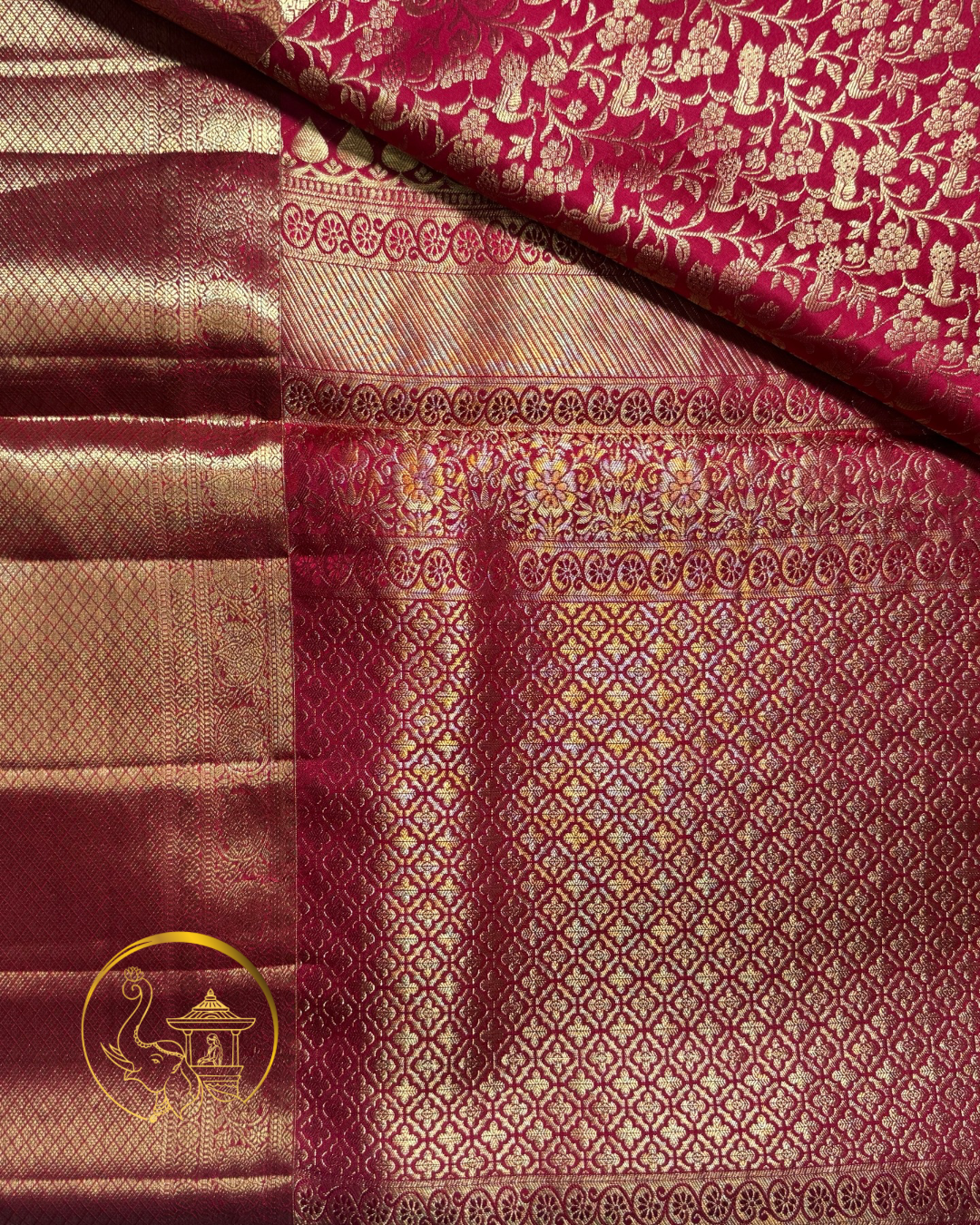 Regal Red Kanjivaram Silk Saree with Intricate Zari Weave