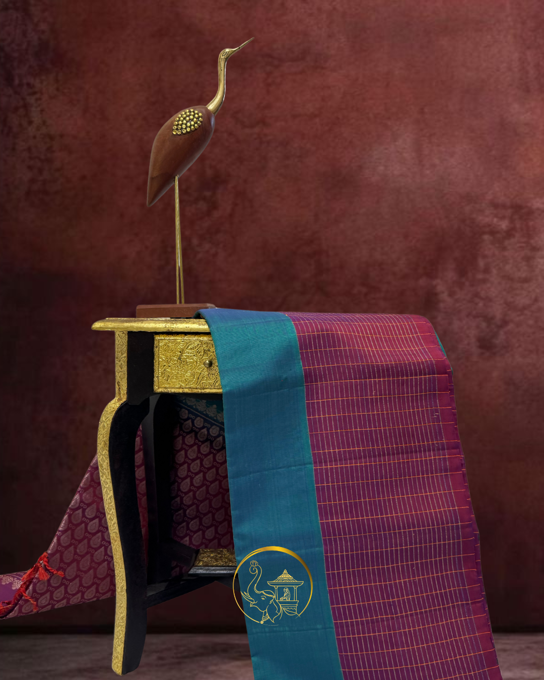 Dharamavaram Pattu Silk Saree – Teal Blue & Magenta