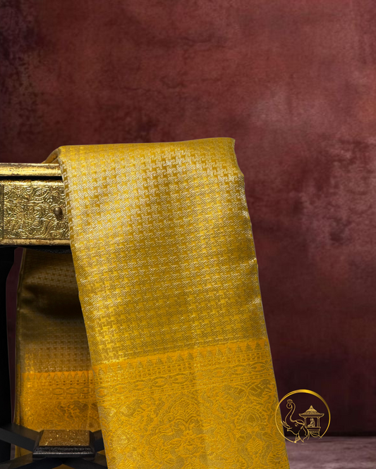 Yellow & Gold Tissue Meenakari Saree
