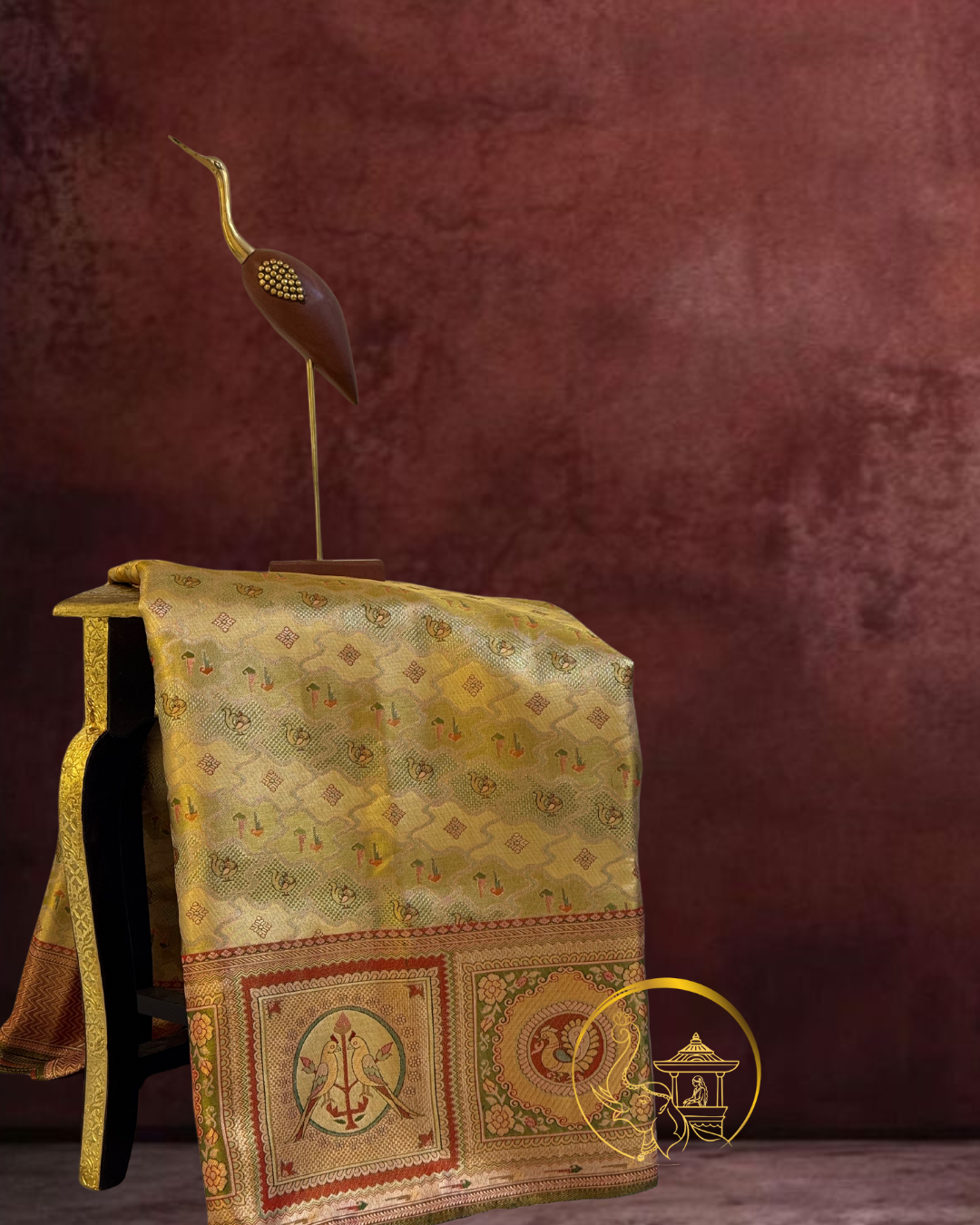 Gold Meenakari Kanjeevaram Silk Saree